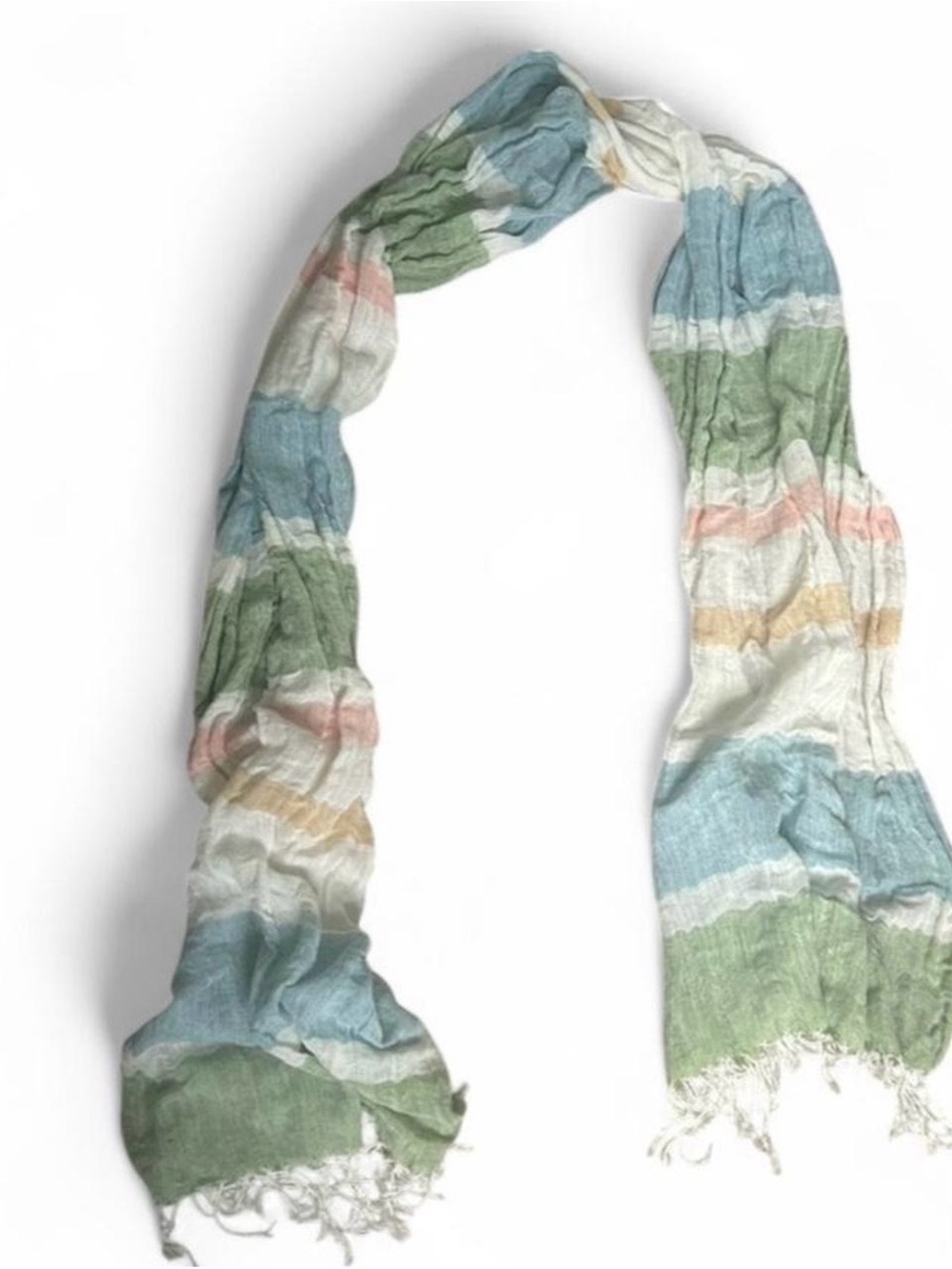 Spartina 449 100% Viscose-Linen Blend Lightweight Striped Pastel Scarf